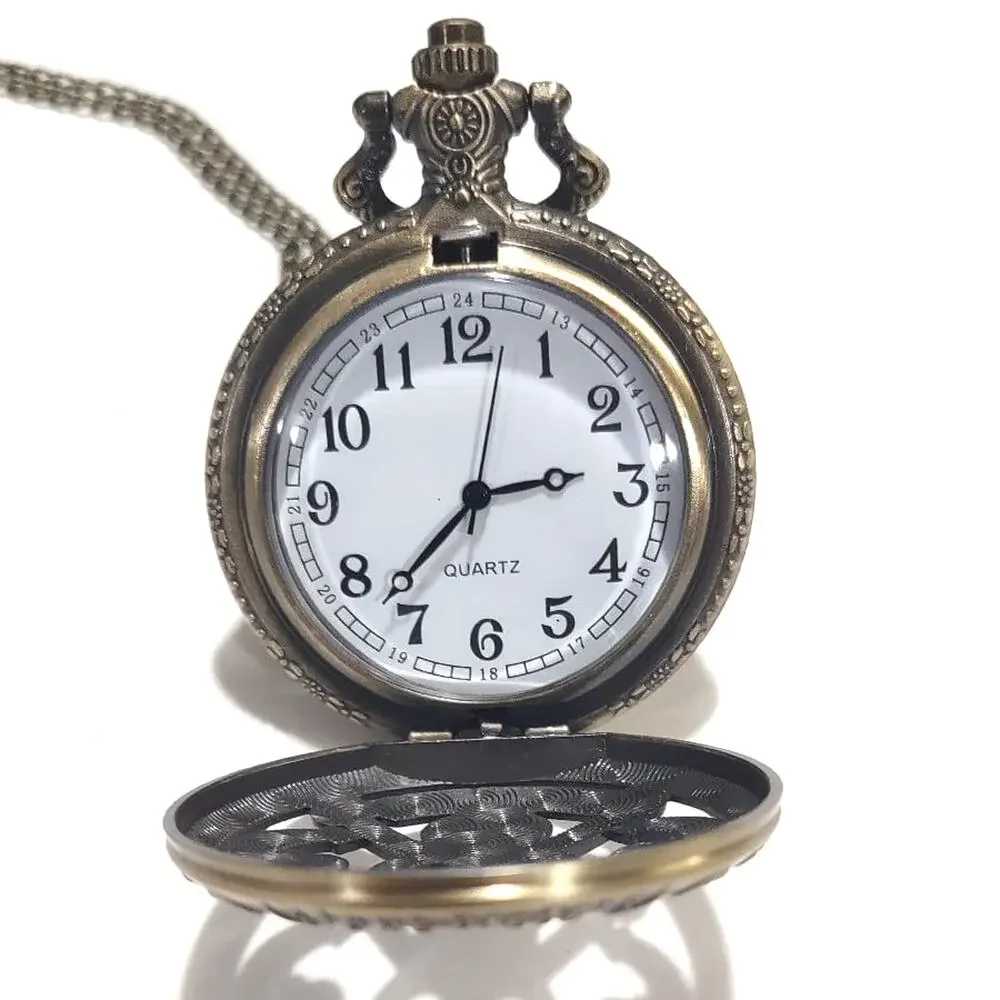 One Piece Pocket Watch Gold Bronze Pirate Anime Necklace Clock Christmas Gift
